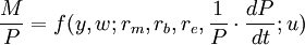 /frac{M}{P}=f(y,w;r_m,r_b,r_e,/frac{1}{P}/cdot/frac{dP}{dt};u)