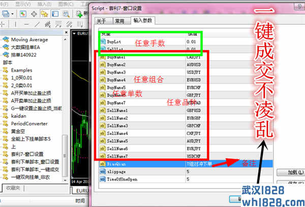 一键多货币对冲套利下单脚本【外汇黄金MT4脚本】一篮子品种对冲