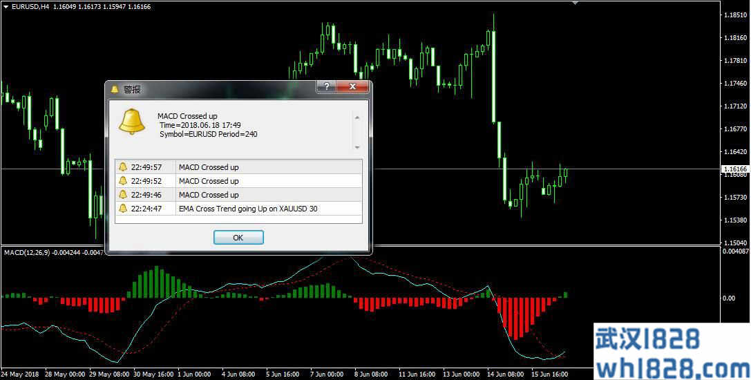 MT4平台双色双线MACD指标带报警提示指标下载